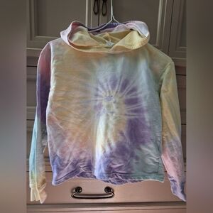 Tie-Dye Cropped Hoodie with Pastel Colors Girls Size L 10/12